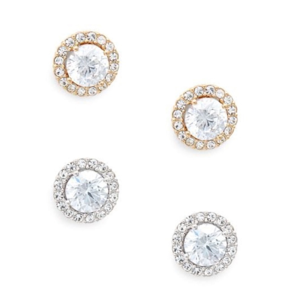Saks Fifth Ave. Adriana Orsini 2-Pair Goldtone & Crystal Stud Earrings . New